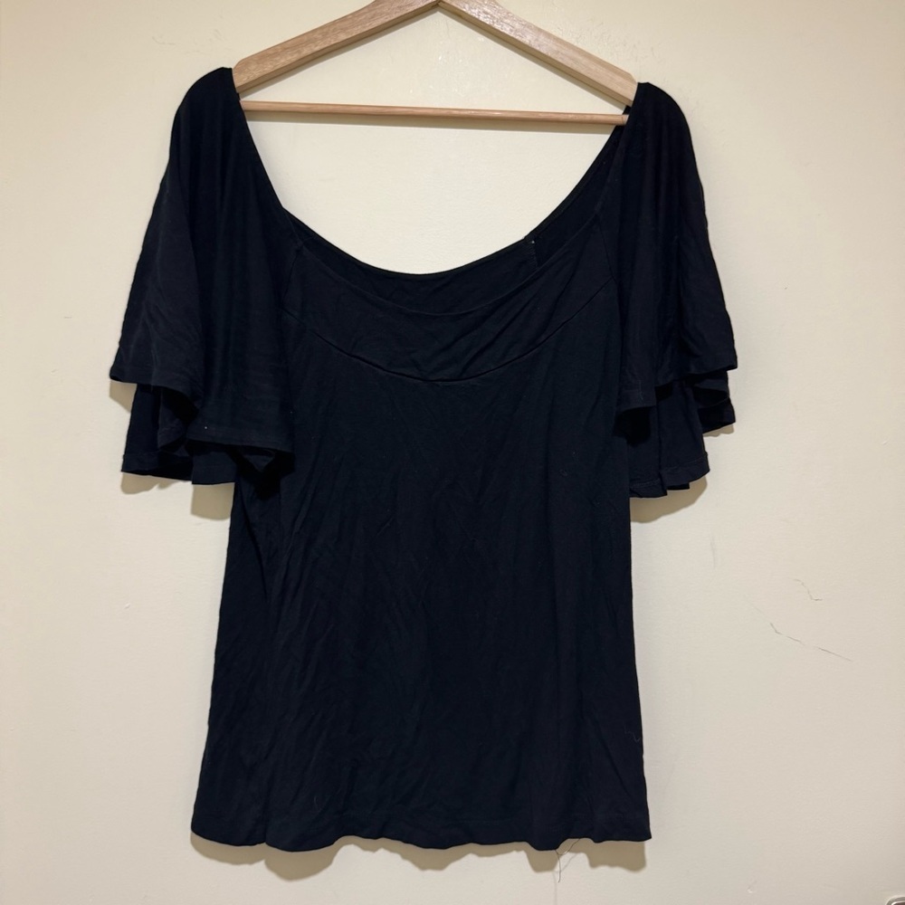 Women’s Newport News 90s Goth Witchy Black Short Sleeve Flowy Sleeves Size XL